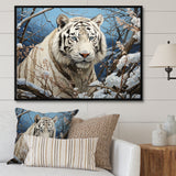 Snow Tiger Roaring Majesty Pastoral - Tiger Canvas Wall Art