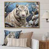 Snow Tiger Roaring Majesty Pastoral - Tiger Canvas Wall Art