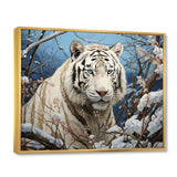 Snow Tiger Roaring Majesty Pastoral - Tiger Canvas Wall Art