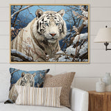Snow Tiger Roaring Majesty Pastoral - Tiger Canvas Wall Art