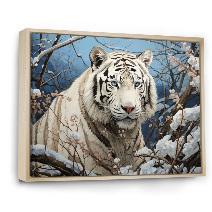 Snow Tiger Roaring Majesty Pastoral - Tiger Canvas Wall Art