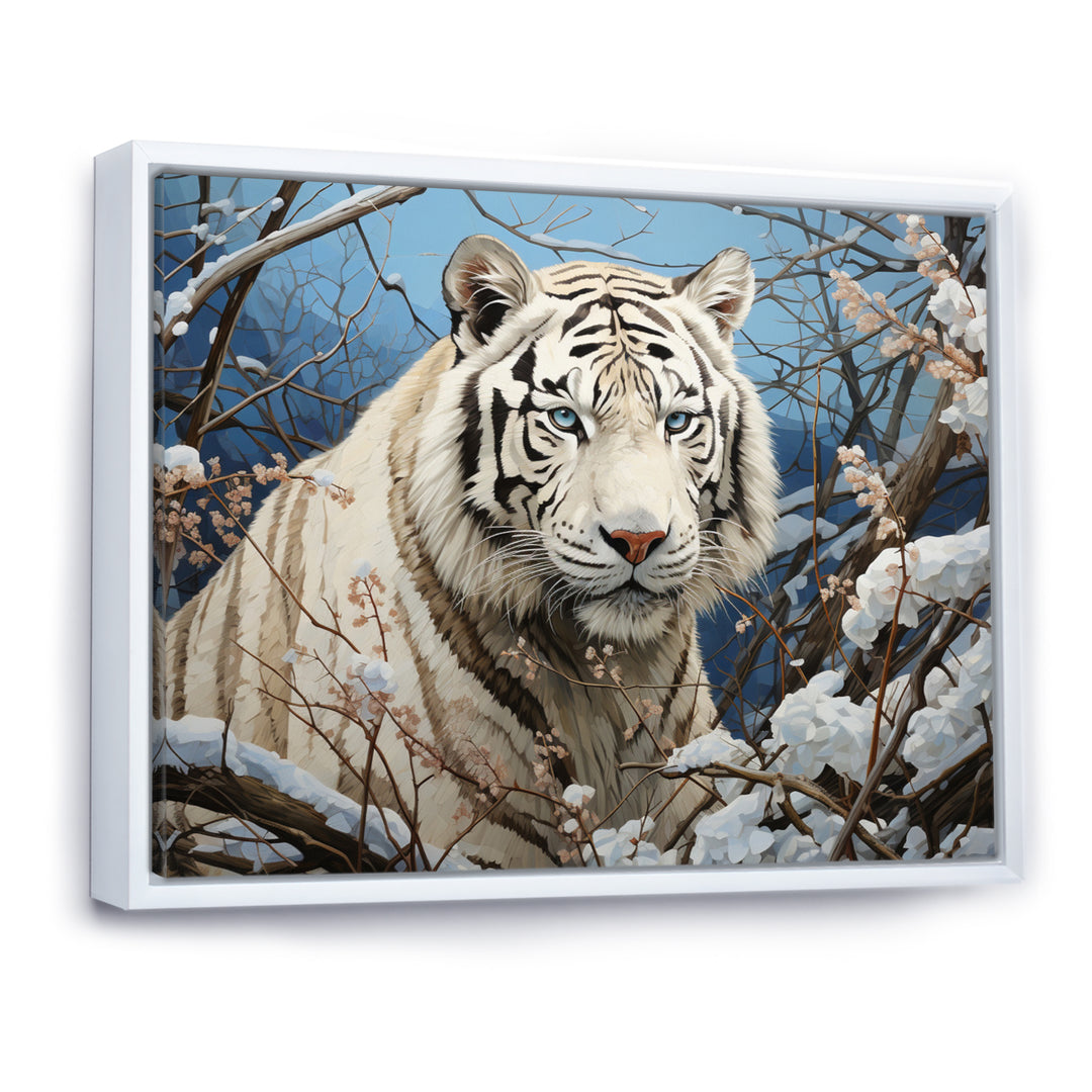 Snow Tiger Roaring Majesty Pastoral - Tiger Canvas Wall Art