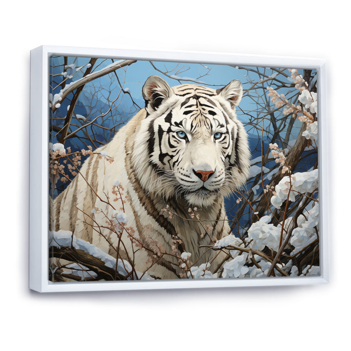 Snow Tiger Roaring Majesty Pastoral - Tiger Canvas Wall Art