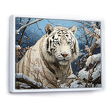 Snow Tiger Roaring Majesty Pastoral - Tiger Canvas Wall Art