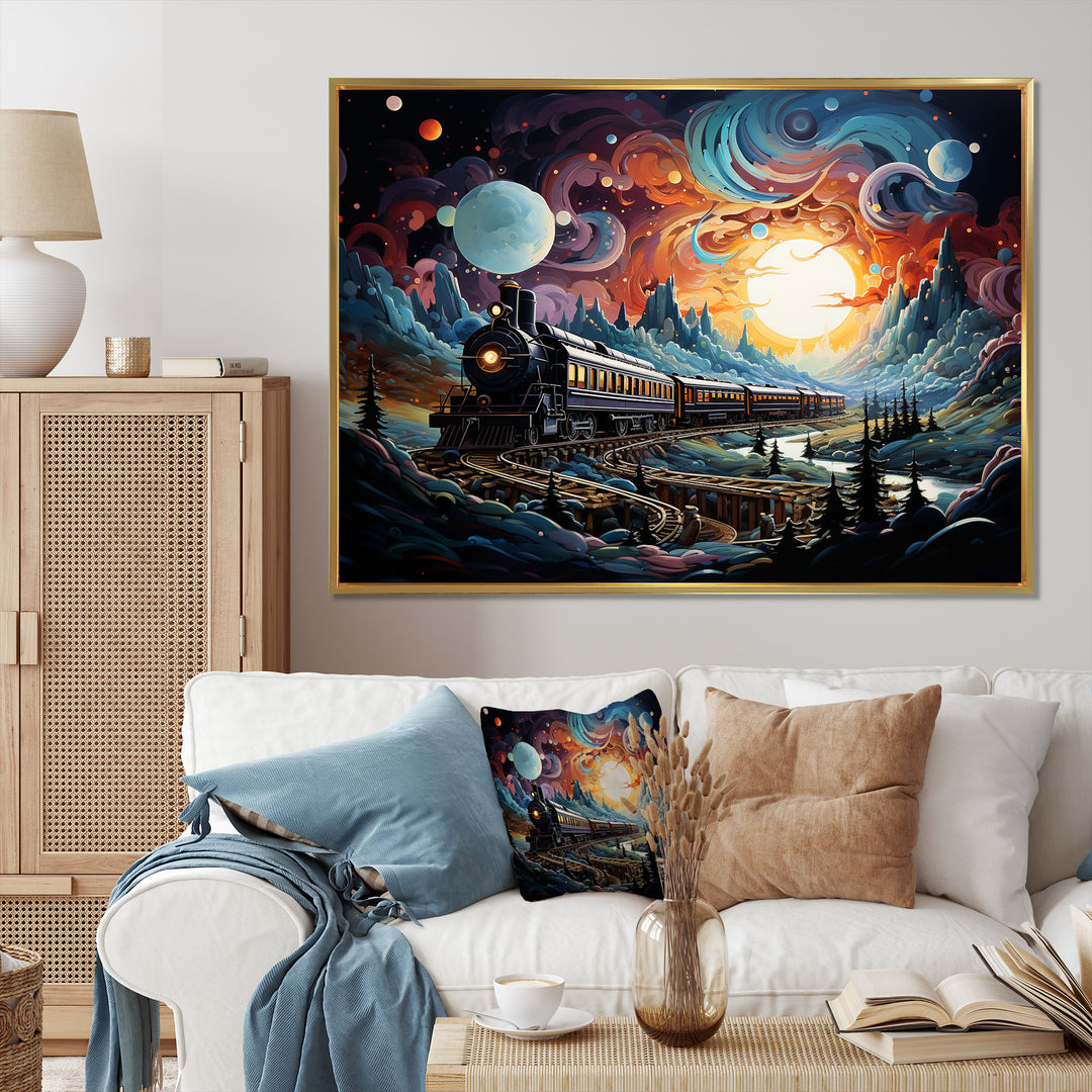 Cosmic Rails An Abstract Train I - Train Canvas Wall Art