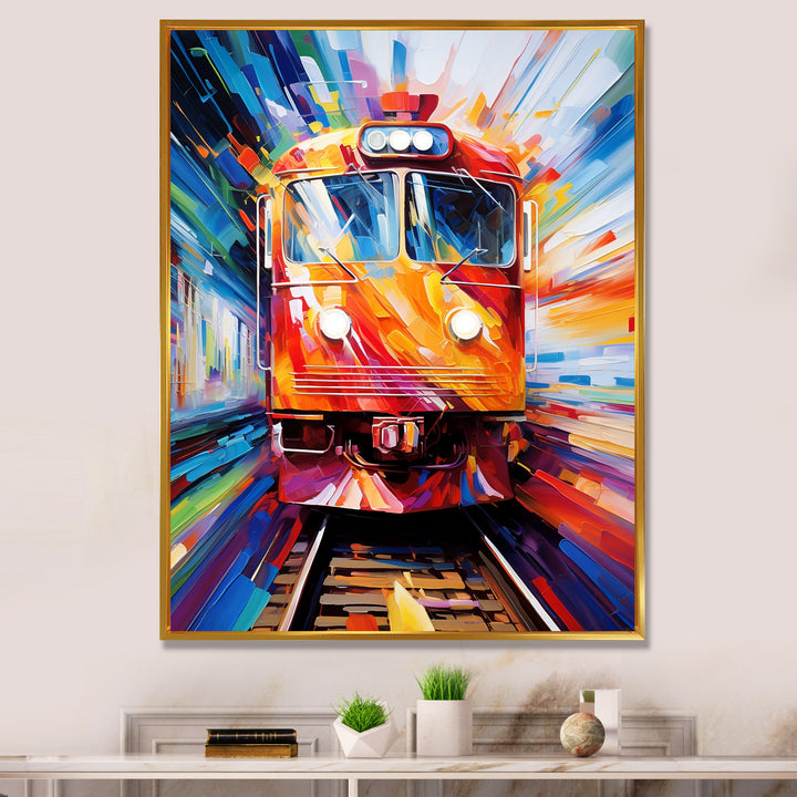 Abstract Train Fusion Of Colors - Train Canvas Wall Art