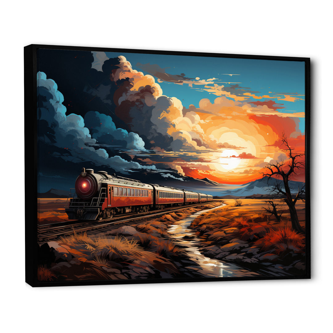 Train Sublime Sunset Landscapes - Train Canvas Wall Art