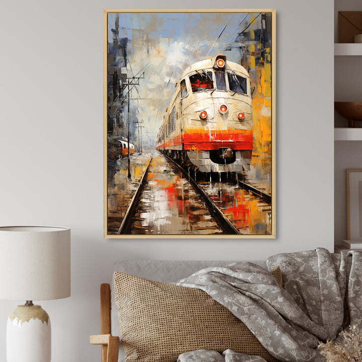 White Red Train Journey - Train Canvas Wall Art