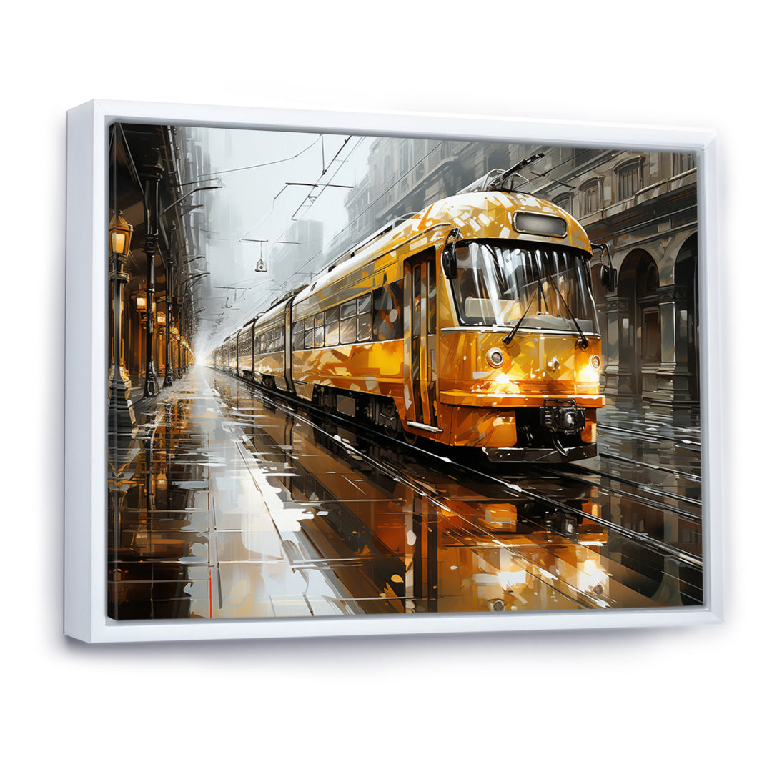 Yellow Train Translucent Rhythms I - Train Canvas Wall Art