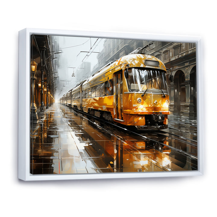 Yellow Train Translucent Rhythms I - Train Canvas Wall Art