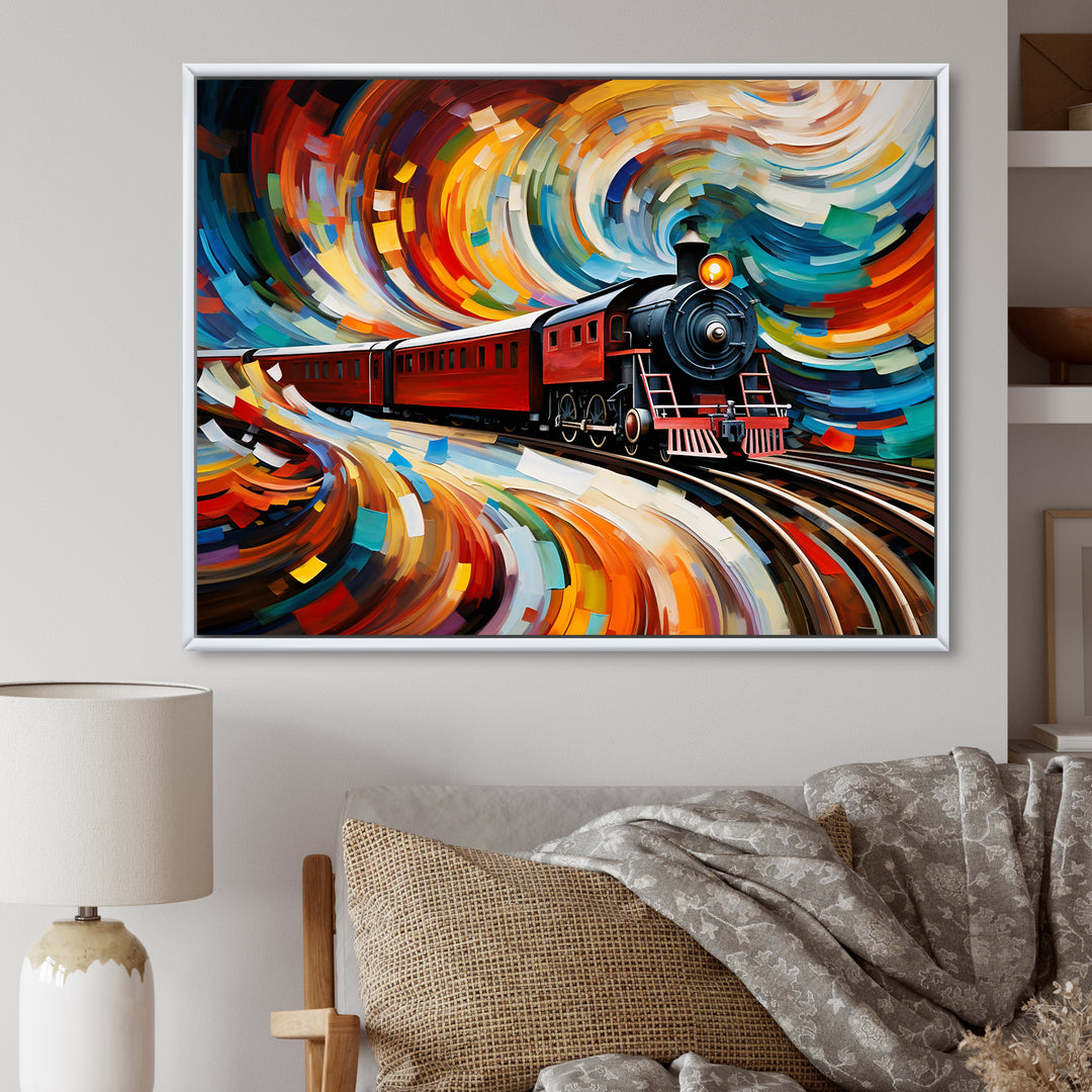 Abstract Train Whirling Momentum - Train Canvas Wall Art
