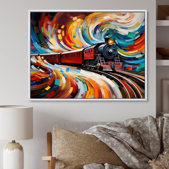 Abstract Train Whirling Momentum - Train Canvas Wall Art