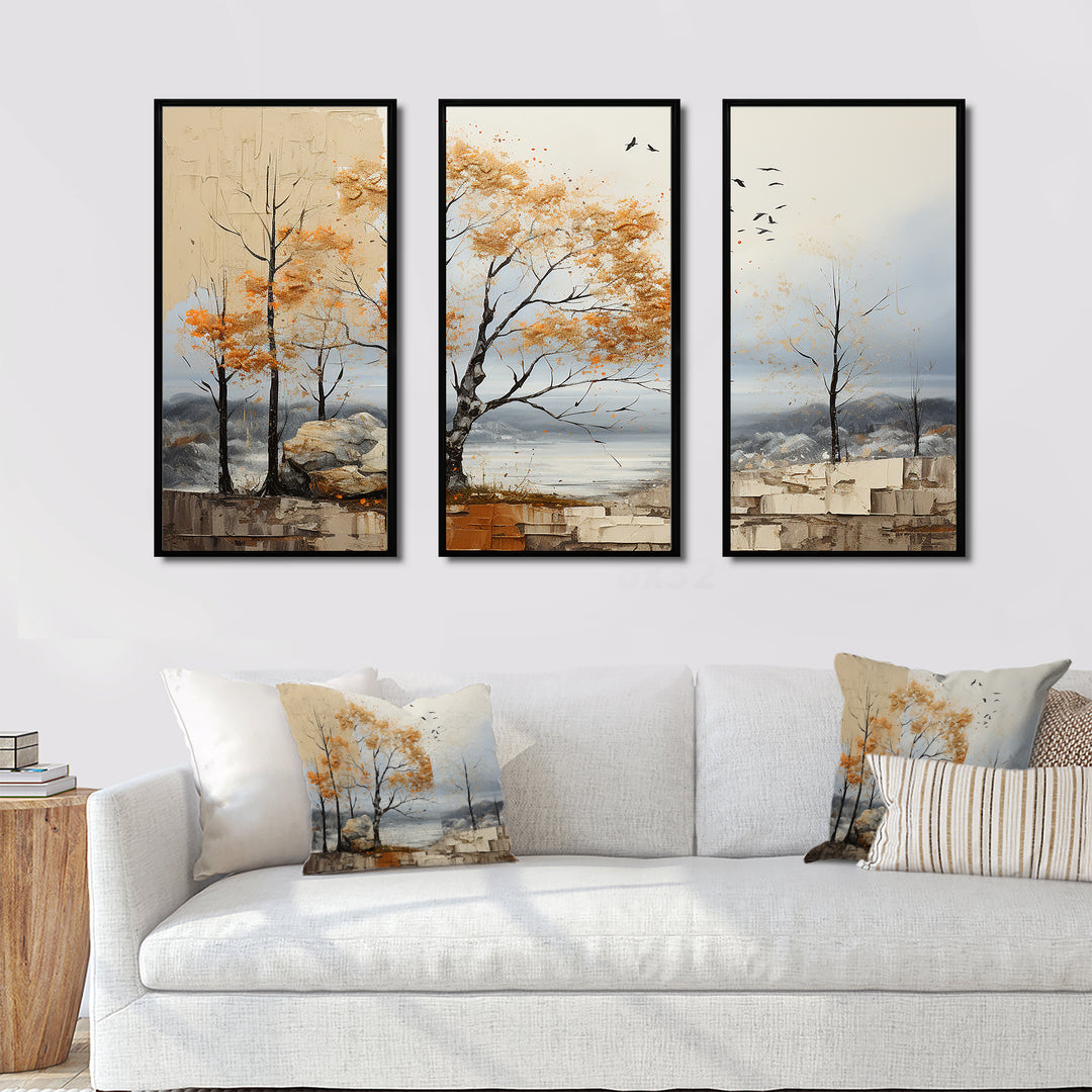 Orange Tree Autumn Patchwork Acrylic II - Multi-Panels