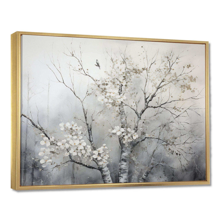 Grey Tree Monochrome Reverie - Floral Canvas Wall Art