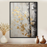 Tree Whispers Of Gray And Gold - Floral Canvas Wall Art