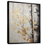 Tree Whispers Of Gray And Gold - Floral Canvas Wall Art