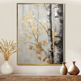 Tree Whispers Of Gray And Gold - Floral Canvas Wall Art