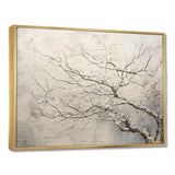 Tree Monochrome Whispers Of Beige - Floral Canvas Wall Art