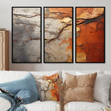 Orange Grey Abstract Redwood Tree Collage - Split Panel Canvas Art