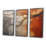Orange Grey Abstract Redwood Tree Collage - Split Panel Canvas Art
