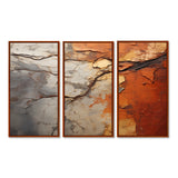 Orange Grey Abstract Redwood Tree Collage - Split Panel Canvas Art