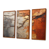 Orange Grey Abstract Redwood Tree Collage - Split Panel Canvas Art