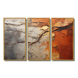 Orange Grey Abstract Redwood Tree Collage - Split Panel Canvas Art