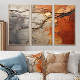 Orange Grey Abstract Redwood Tree Collage - Split Panel Canvas Art