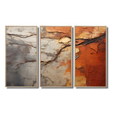 Orange Grey Abstract Redwood Tree Collage - Split Panel Canvas Art