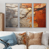 Orange Grey Abstract Redwood Tree Collage - Split Panel Canvas Art