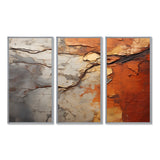 Orange Grey Abstract Redwood Tree Collage - Split Panel Canvas Art