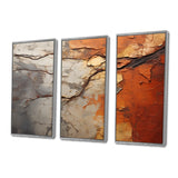 Orange Grey Abstract Redwood Tree Collage - Split Panel Canvas Art