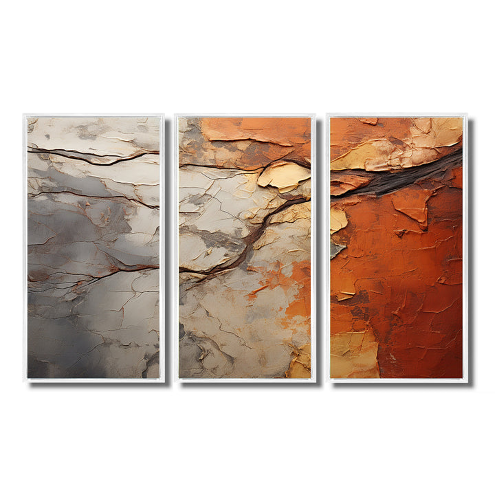 Orange Grey Abstract Redwood Tree Collage - Split Panel Canvas Art