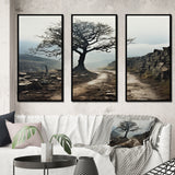 Brown Tree In Field - Multi-Panels