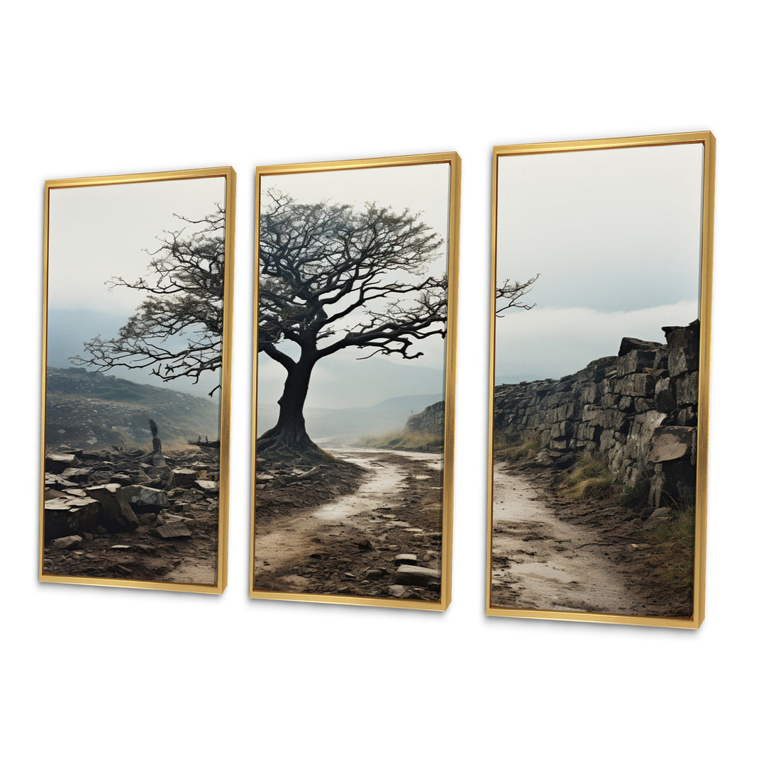 Brown Tree In Field - Multi-Panels