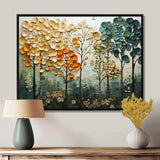 Orange Green Trees Canopy Patchwork I - Landscapes Canvas Wall Art