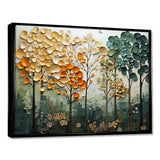 Orange Green Trees Canopy Patchwork I - Landscapes Canvas Wall Art