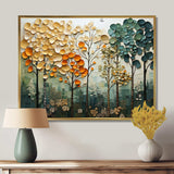 Orange Green Trees Canopy Patchwork I - Landscapes Canvas Wall Art