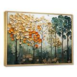 Orange Green Trees Canopy Patchwork I - Landscapes Canvas Wall Art