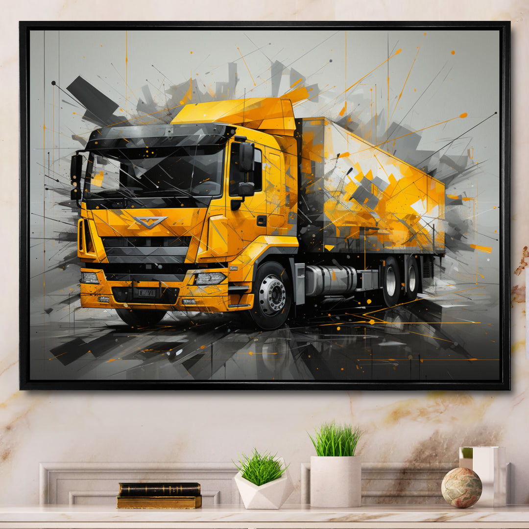 Yellow Truck 53Ft Geometric Momentum I - Truck Canvas Wall Art