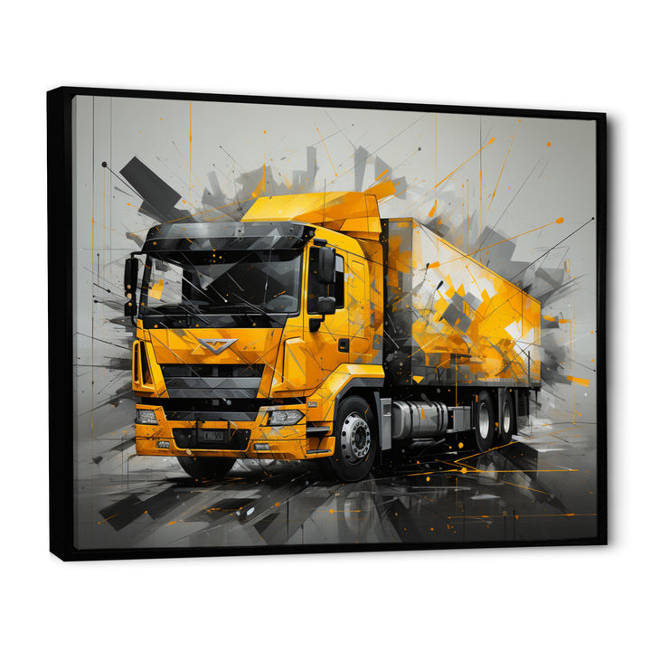 Yellow Truck 53Ft Geometric Momentum I - Truck Canvas Wall Art
