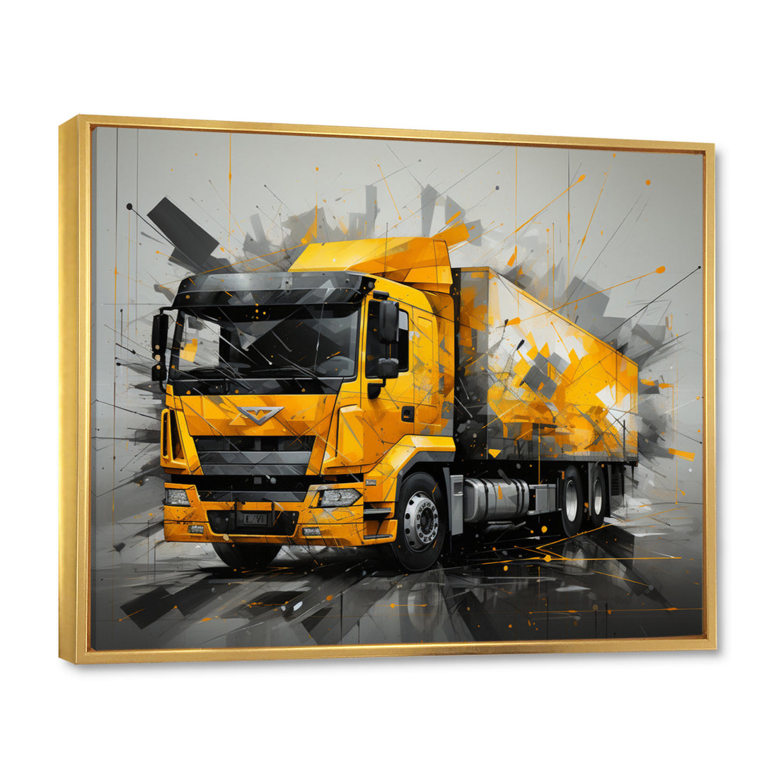 Yellow Truck 53Ft Geometric Momentum I - Truck Canvas Wall Art