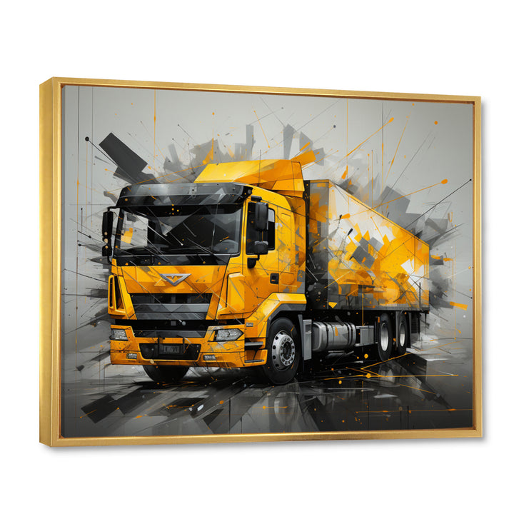 Yellow Truck 53Ft Geometric Momentum I - Truck Canvas Wall Art