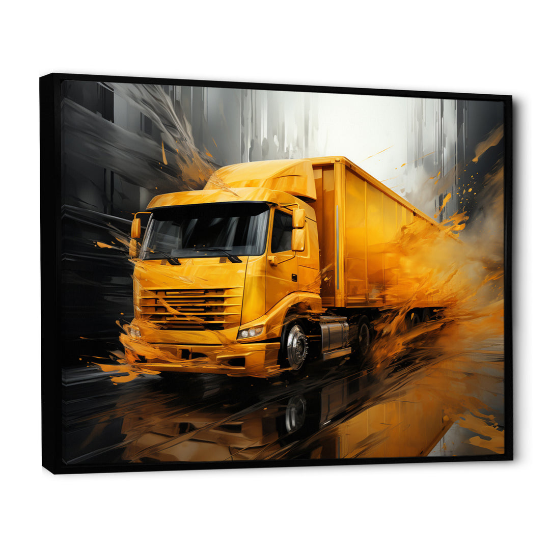 Yellow Truck 53Ft Translucent Rhythms - Truck Canvas Wall Art