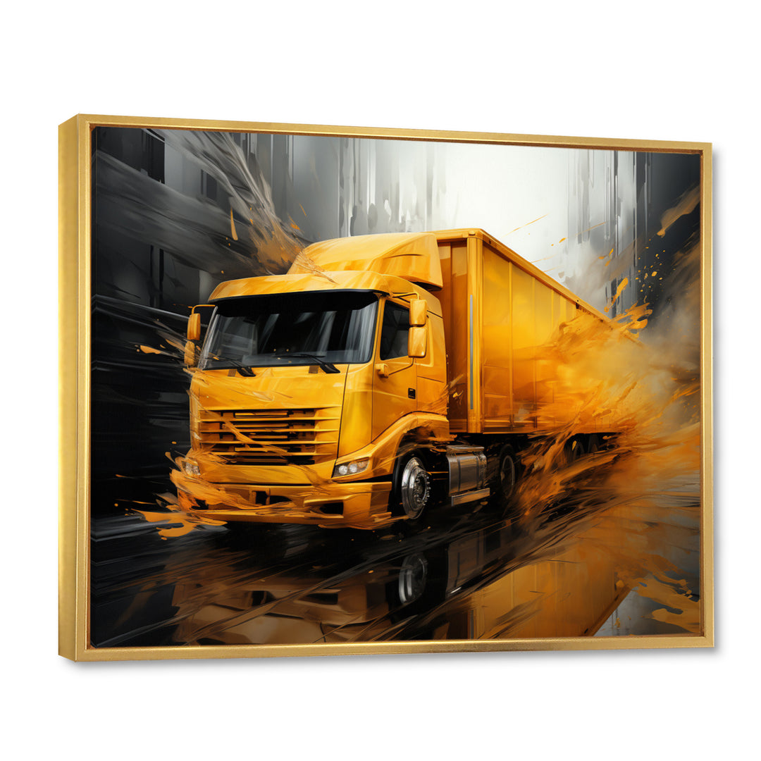Yellow Truck 53Ft Translucent Rhythms - Truck Canvas Wall Art