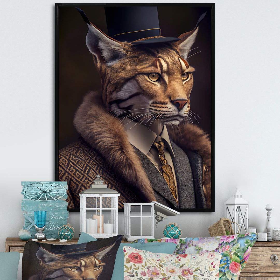 Stylish Cat In Fancy Fashion Design - Cat Large Canvas Wall Art