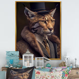 Stylish Cat In Fancy Fashion Design - Cat Large Canvas Wall Art