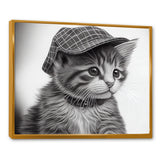 Monochrome Digital Drawing Of Little Kitten - Cat Living Room Wall Art