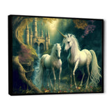 Two Gracious Unicorn In Fantasy Landscape - White Horse Wall Art