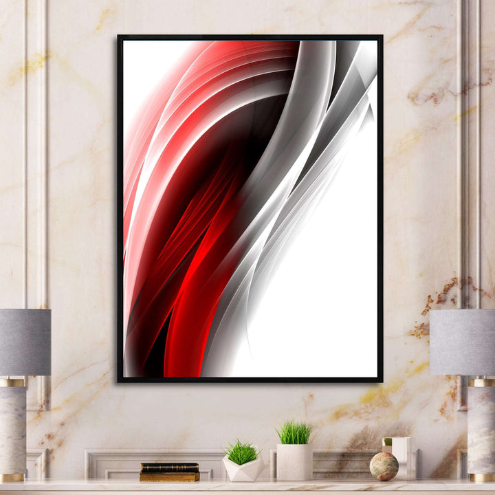 3D Pink Silver Vertical Lines Framed Canvas Vibrant Black - 1.5" Thick